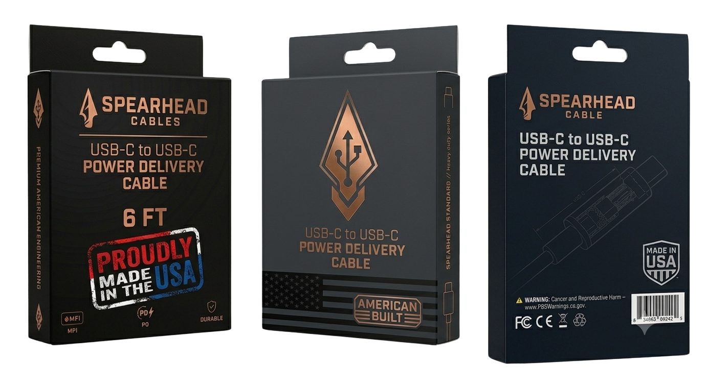 Spearhead Cables packaging — Made in the USA